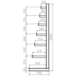 META Regalbau 97843 Kragarmregal-Grundfeld (B x H x T) 2700 x 2000 x 590 mm Stahl sandgestrahlt, pulverbeschichtet Enzian-Blau