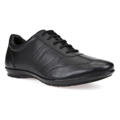 Schnürschuh GEOX "UOMO SYMBOL", Herren, Gr. 41, Leder Textil, schwarz, Schuhe Schnürschuh, Business Schuh, Sneaker in eleganter Form