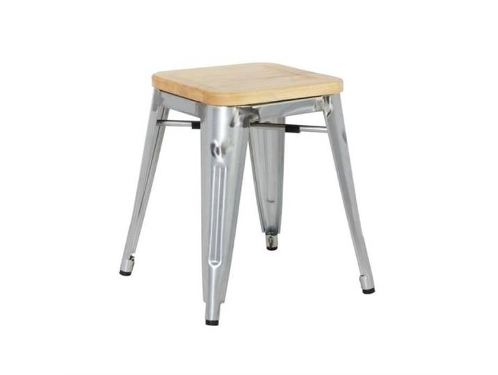 Tabourets bistro bas en acier avec assise en bois Bolero (lot de 4)