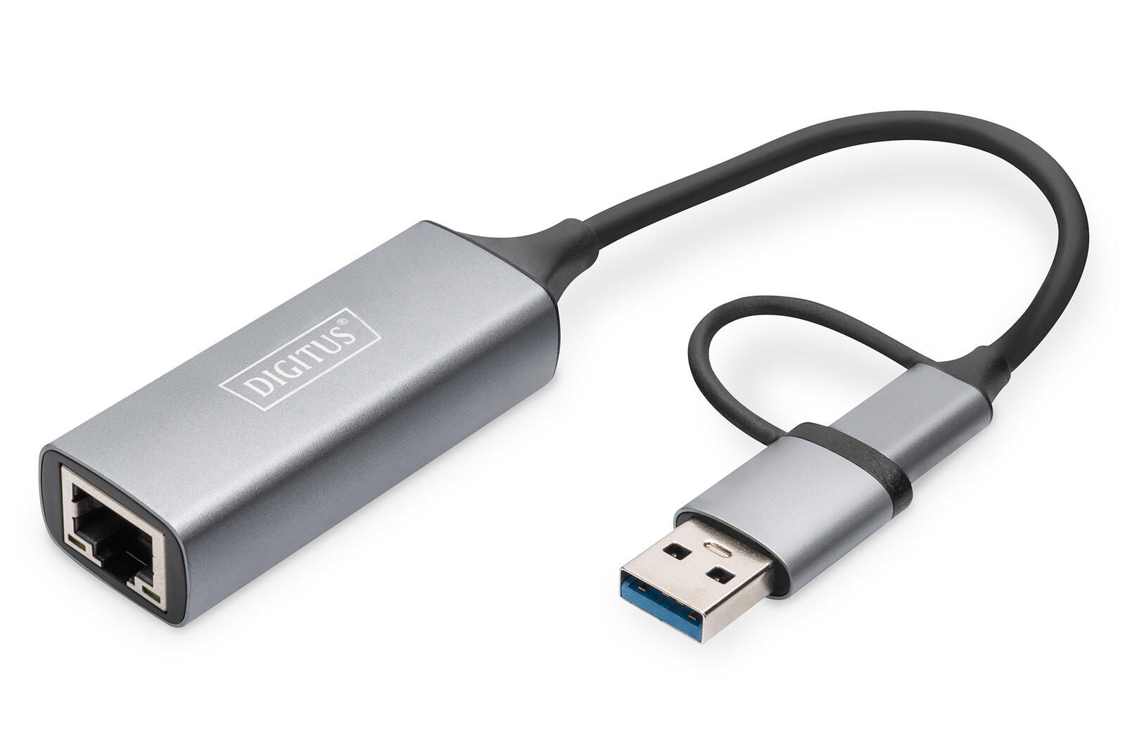 Digitus USB Type-C™ Gigabit Ethernet Adapter 2.5G, USB-C™ + USB A (USB 3.1/3.0) DN-3028