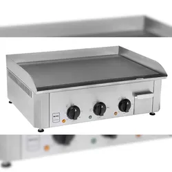 METRO Professional elektrische Grillplatte GEG2001, Edelstahl, 62 x 45 x 19 cm, 3500 W, 2 Heizzonen, abnehmbare Auffangwanne, silber