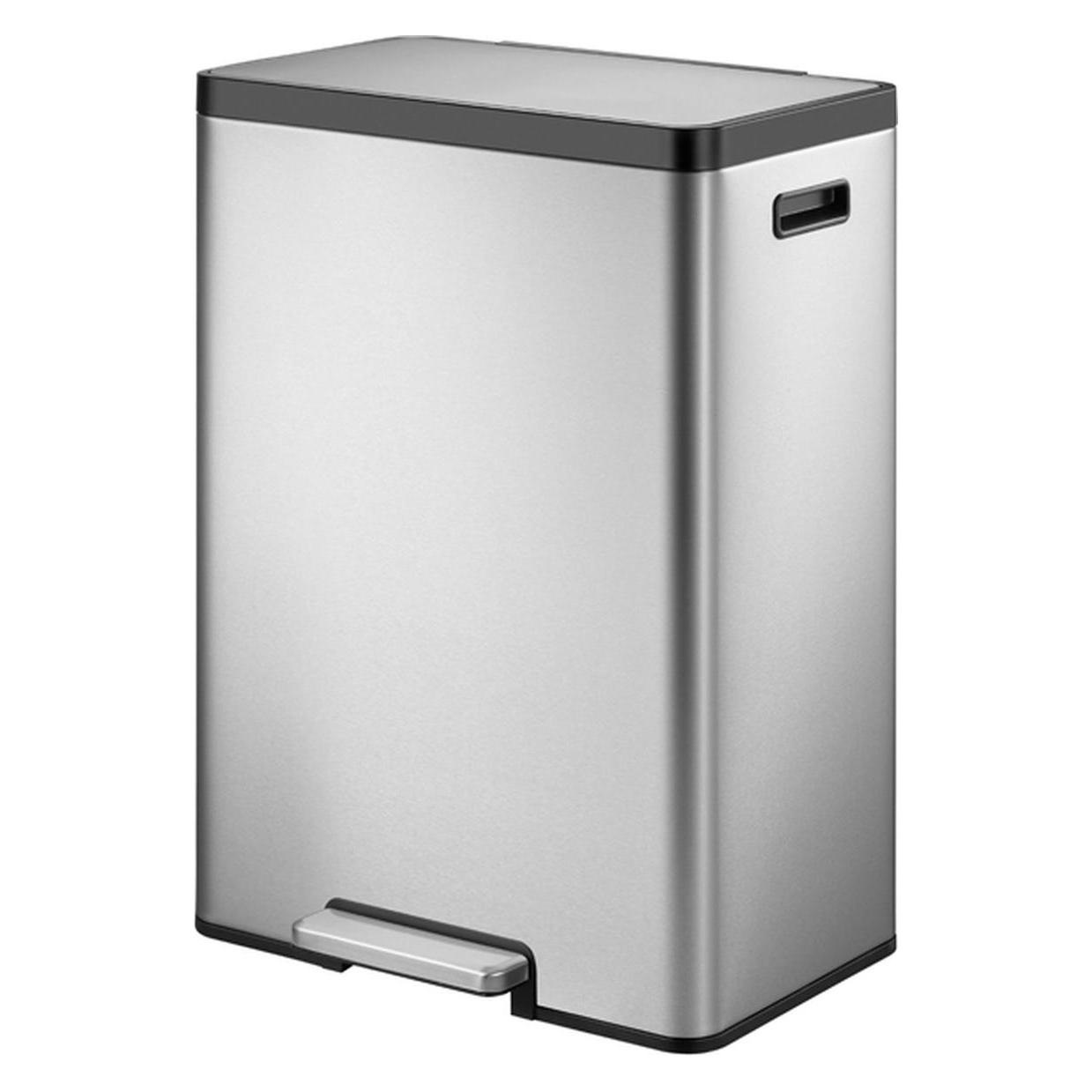 EKO Mülltrennsystem Ecocasa II Recycling Tritteimer 2 x 20 L aus gebürstetem Edelstahl, fingerabdru (40 l) (31471985)