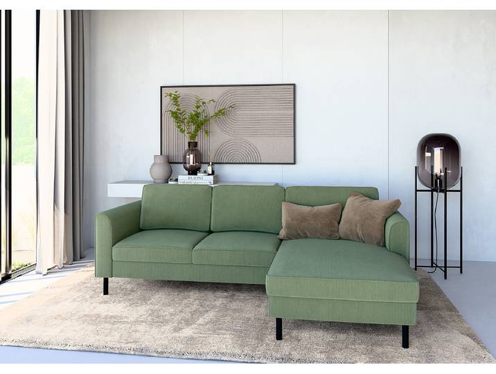 Ecksofa optionale Schlaffunktion Grün Cordstoff Maiva 232 x 83 x 161cm Longchair beidseitig montierbar ohne Schlaffunktion Modern Metall