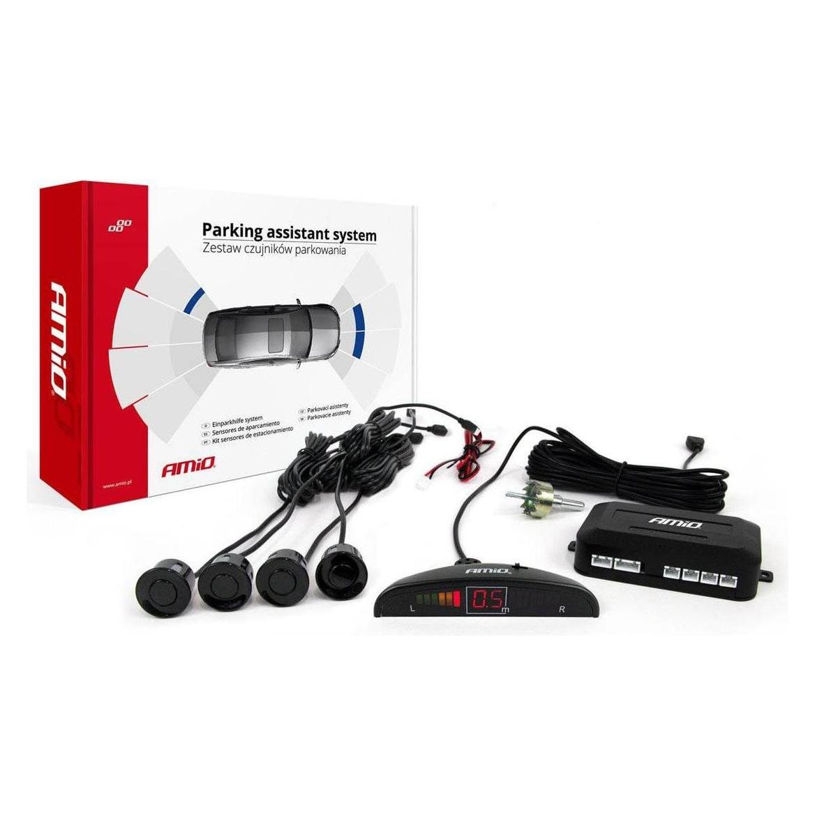 Amio Set LED-Rückfahrsensoren 4 Schwarz-Sensoren (AMI-01565)