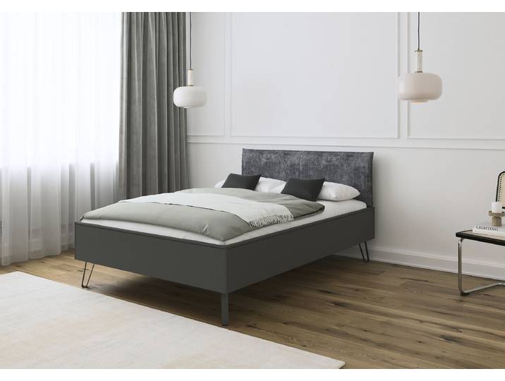Cadre de lit Liora 140 x 200cm Tissu Gris/Graphite