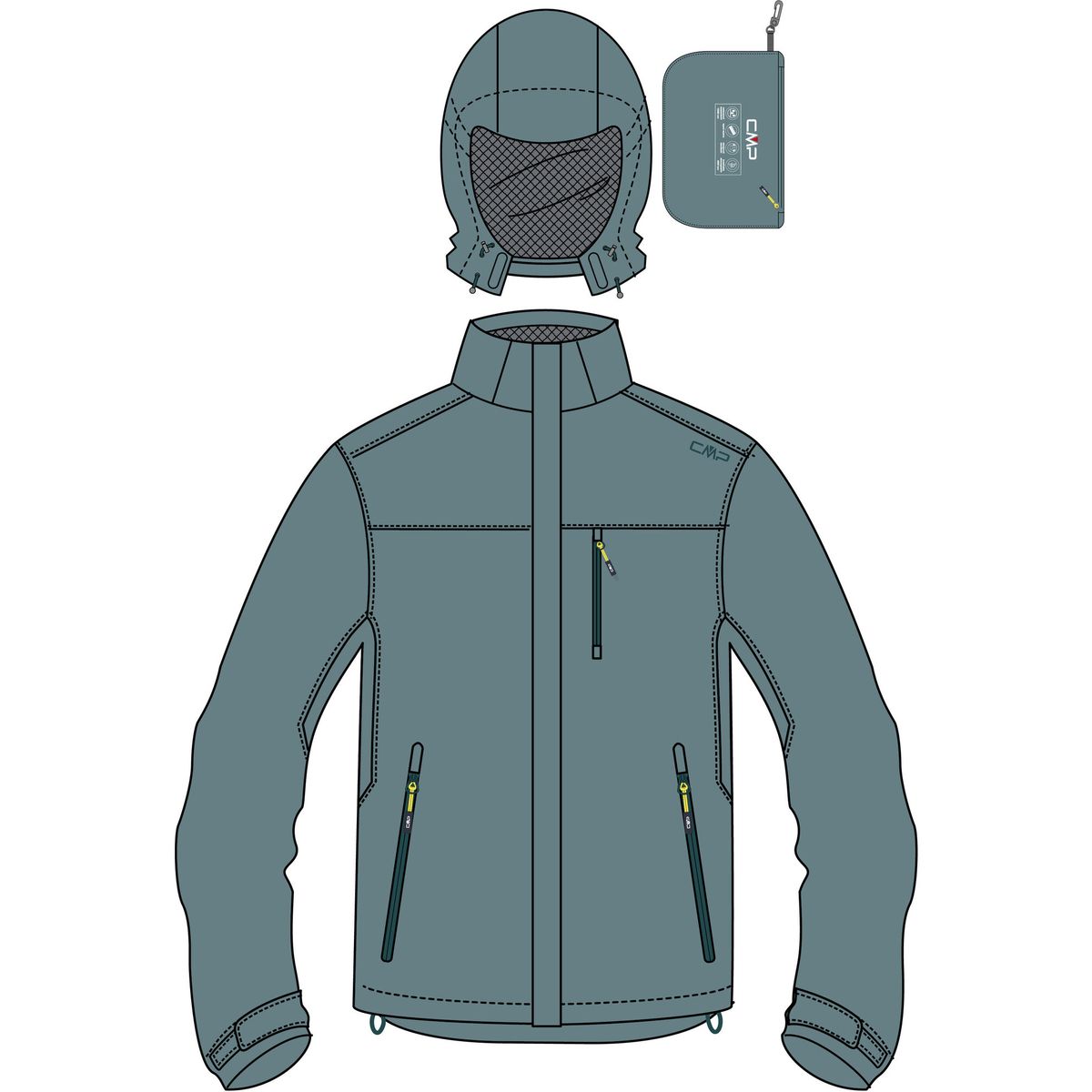 CMP MAN Jacket Zip Hood With Ventilation hydro (E772) 50 30X9727-E772-50