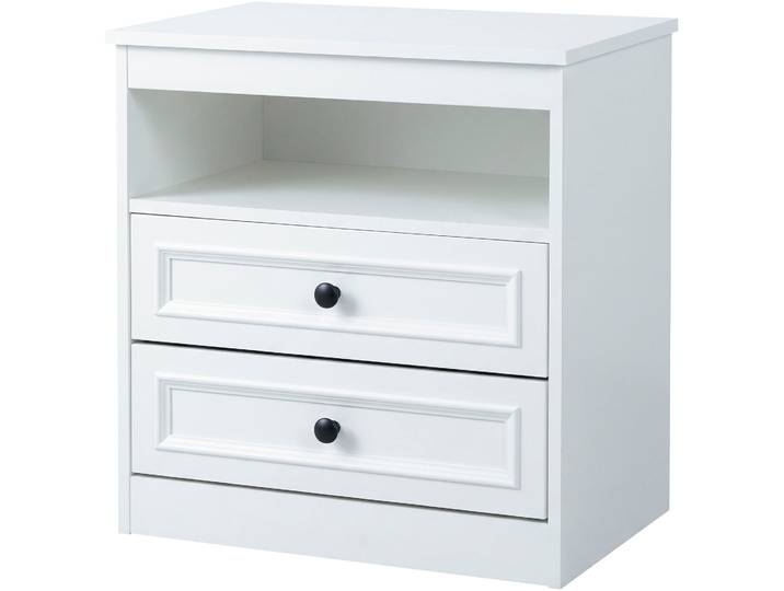 Nachttisch GOODPRODUCT Arrian, 2er-Set, Landhausstil, 2 Schubladen & Ablagefach, weiss , weiss (weiß, weiß), B:59cm H:60cm T:39cm, Tische, Nachttisch, Table de nuit style maison de campagne