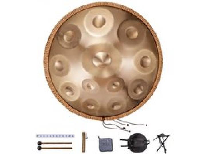 VEVOR Tambour à main, 550 mm et 12 notes, instrument à tambour handpan en ré mineur, avec maillets, support 440 Hz et sac de transport, tambour sonore en acier, instrument de percussion pour débutants