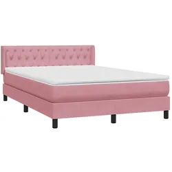 vidaXL Boxspringbett mit Matratze Rosa 140x220 cm Samt