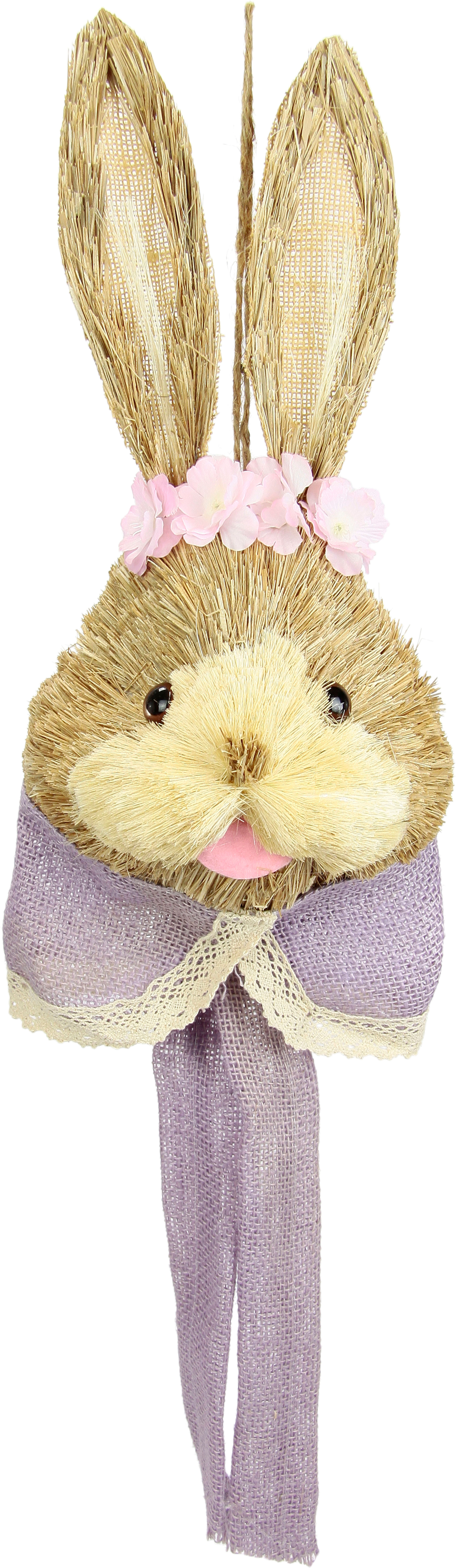 Dekofigur I.GE.A. "Tierfigur Bast-Hasenkopf Hase Osterhasen Deko Ostern Osterdeko", lila (violett), B:21cm H:80cm, Baumwolle, sonstige Fasern, Dekofiguren, Dekofigur, Türdeko Wanddeko Osterfigur Frühlingsdeko Dekohase Skulptur Frühling violett B/H/T: 21cm