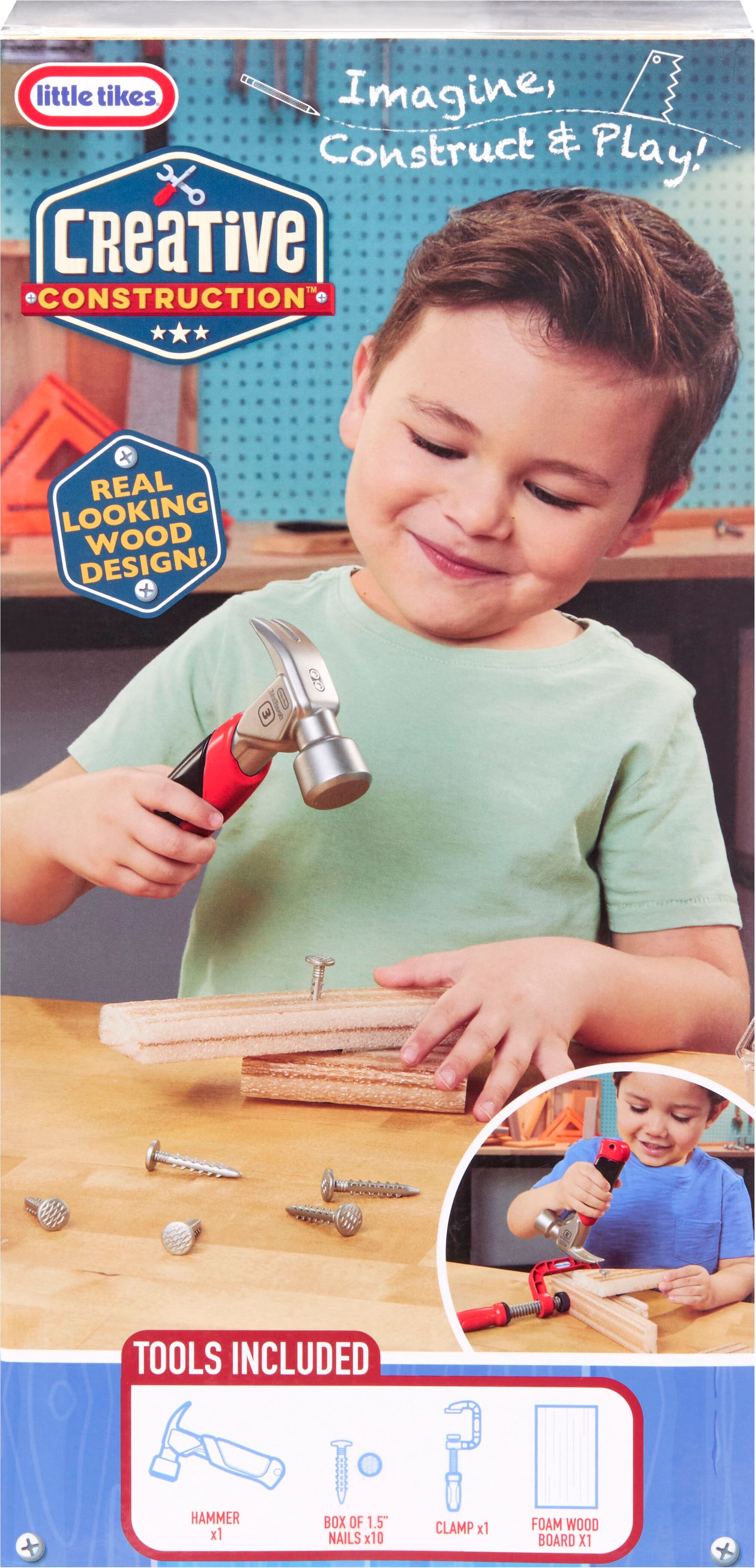 Kinder-Hammer LITTLE TIKES "Creative Construction - Hammer- und Nagelset", rot (bunt), Spielwerkzeug, Kinder, Kinder-Hammer