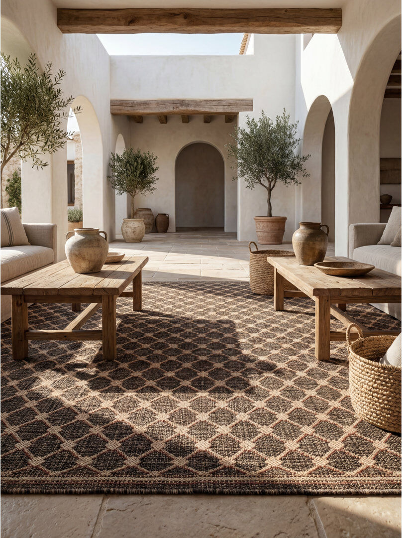 Concept Looms Rectangle Trellis Indoor / Outdoor Area Rug Brown Rectangle 120 x 170cm