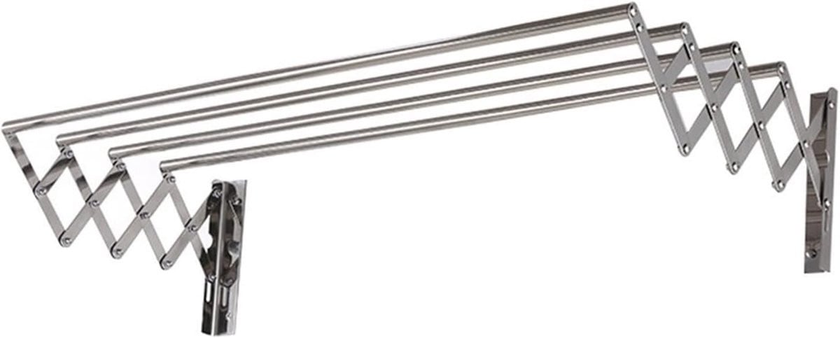Uitschuibaar wanddroogrek voor badkamer of balkon, Zilver, 70 cm