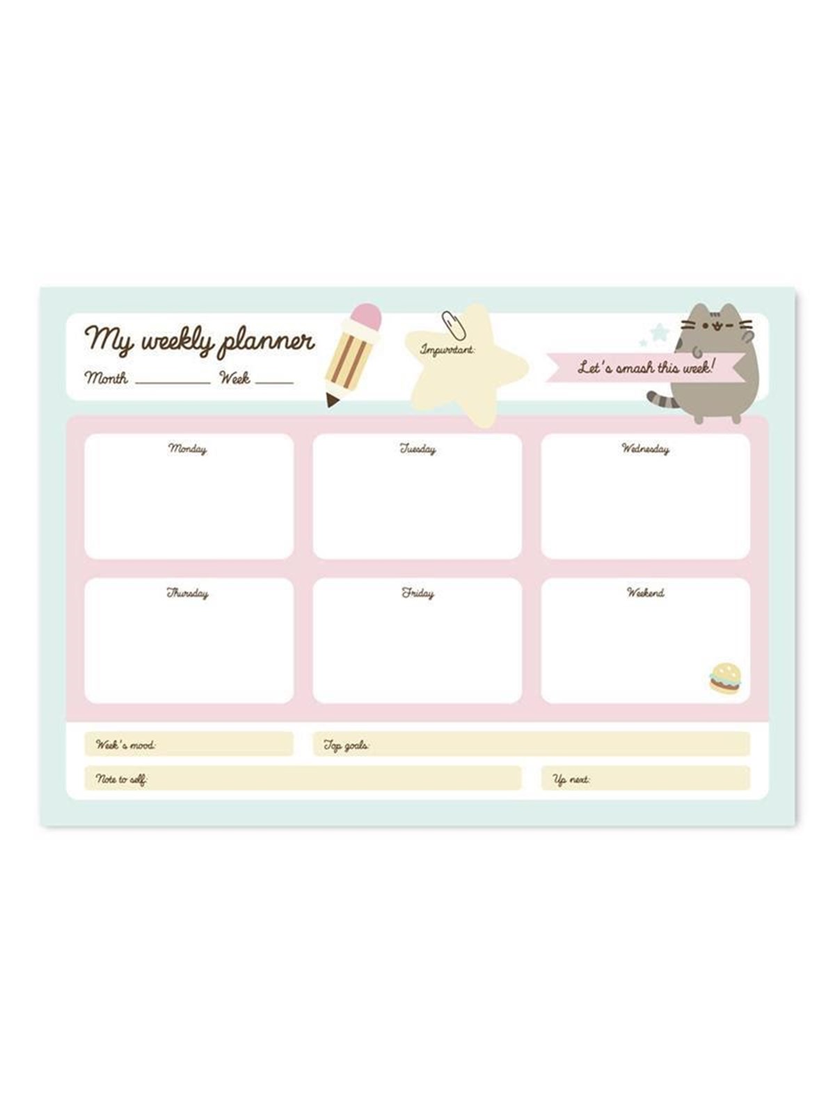 Pusheen - Weekly Planner from the Foodie Collection 54 A4 Pages