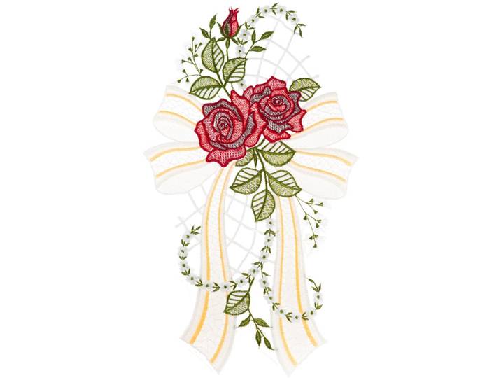 Fensterbild Fensterbild Rose farbig , bunt, B:21cm H:36cm, Polyester, W. REUTER & SOHN - PLAUENER SPITZE, Fensterbilder, Fensterbild