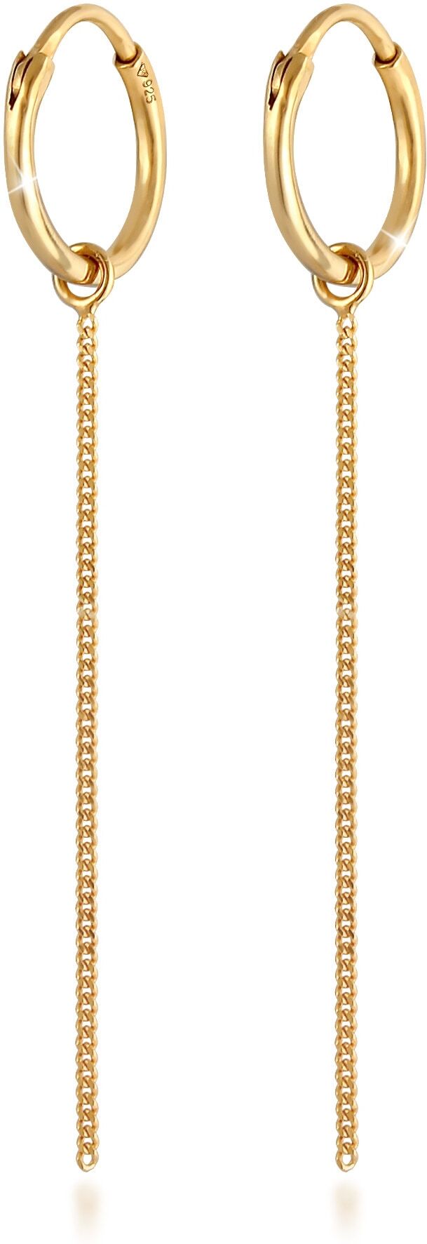 Paar Creolen ELLI "Ohrringe Creolen Ohrhänger Einhänger Kettchen 925 Silber" Gr. 54, gold, Ohrringe, Damen, 54, ohne Stein, Silber 925 (Sterlingsilber), Paar Creolen