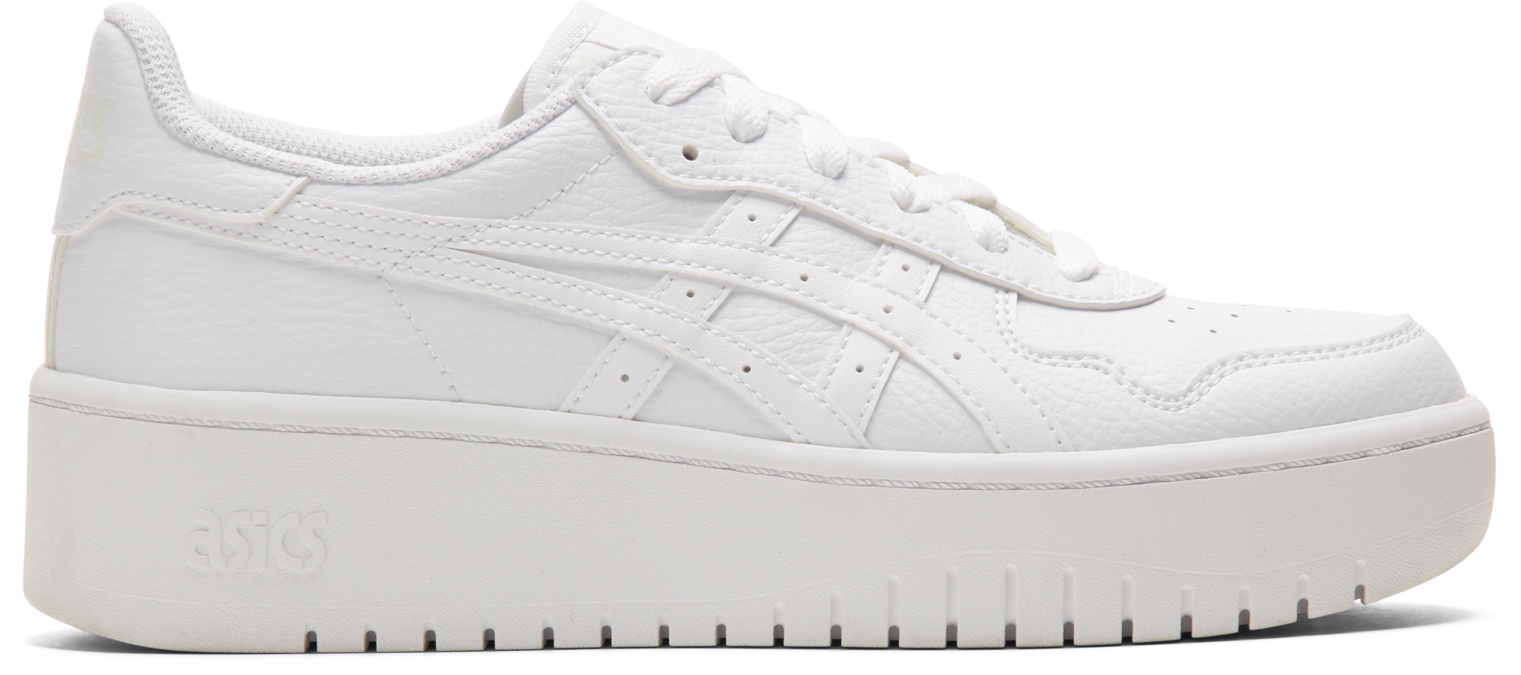 Plateausneaker ASICS SPORTSTYLE "JAPAN S PF", Damen, Gr. 41,5, weiss (weiß), Synthetik, unifarben, Schuhe Plateausneaker weiß 41,5