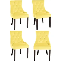 CLP 4er Set Esszimmerstühle Aberdeen Samt antik   Farbe: gelb, Gestell Farbe: antik
