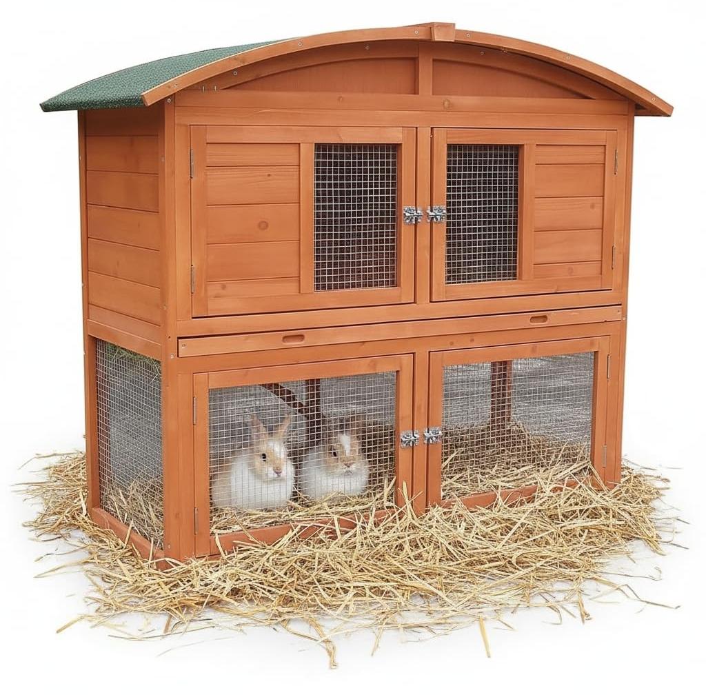 Holzkaninchenstall für kleine Tiere, 120 x 56 x 98 cm