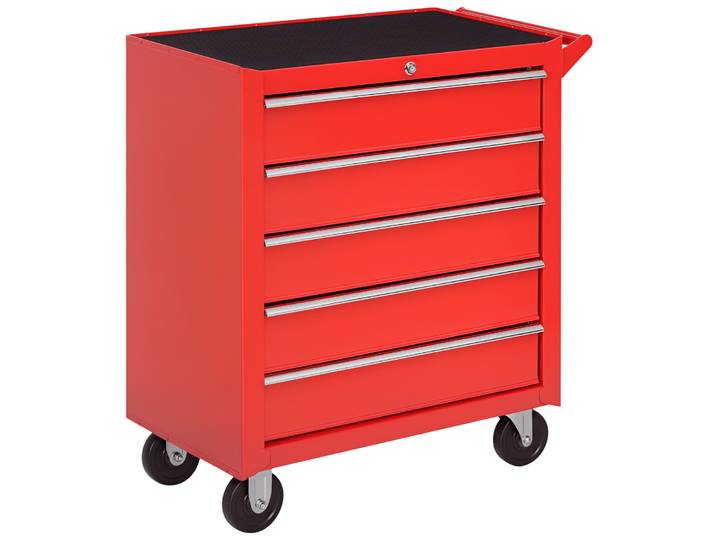 DURHAND Servante d'atelier en acier, chariot à outils sur roulettes, 5 tiroirs, résistante aux rayures, caisse à outils pour ate