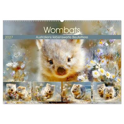 Wombats. Australiens liebenswerte Beuteltiere (Wandkalender 2027 DIN A2 quer), CALVENDO Monatskalender