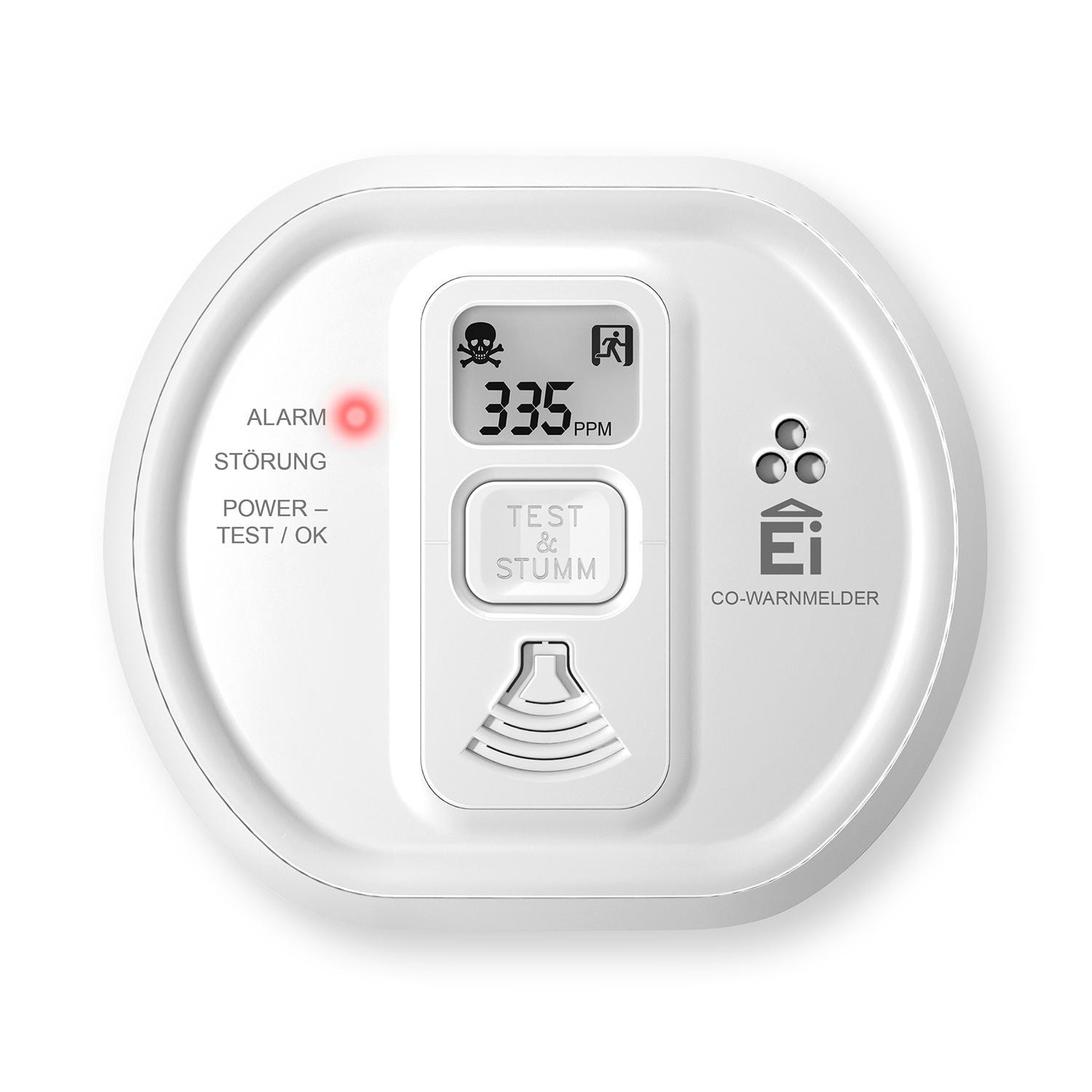 Ei Electronics Ei208D Kohlenmonoxidmelder, CO-Melder mit LCD-Display und Batterie für 10 Jahre, Stand-alone-Gerät, weiß Ei208D-3X179