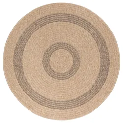Carpetsale24 Runder In & Outdoor Teppich Wetterfest Sisal Optik Natur 120 cm Rund - Küchenteppich Flachgewebe Natur Optik Vintage für Balkon Terrasse