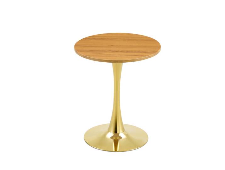 Oxeza Esstisch kleiner runder 60/60/72 cm Holzton mit goldenen Metallbeinen, Naturfarben, Mode, Rund,Rund, 60x72x60 cm, Esszimmer, Esstische