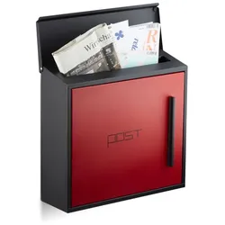 Relaxdays Briefkasten modern Rot,Schwarz
