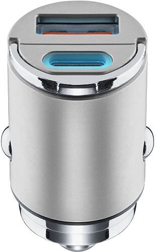 Carregador de Isqueiro Cellular Line Drive Micron USB+ USB-C - Prateado