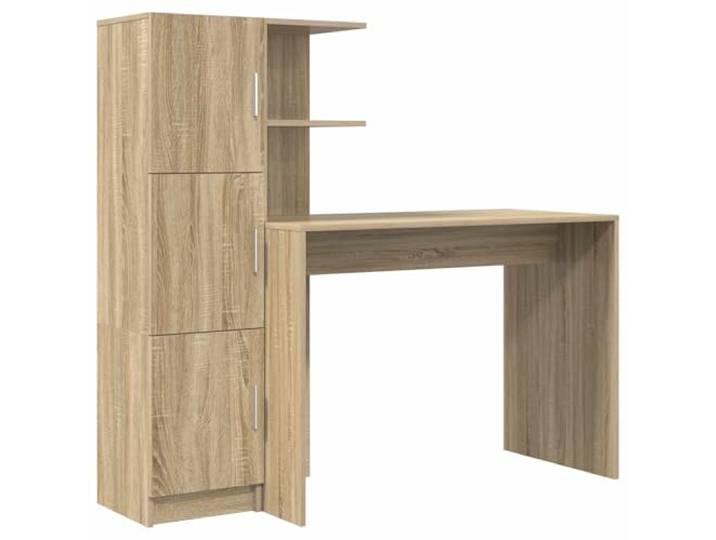 RJPLMFV Schreibtisch aus Holz, Braun, mit Schrank Regal mit Brett, Aufbewahrung für Scharniertür, modernes Design, leicht zu reinigen