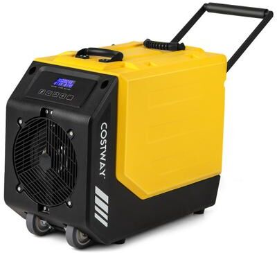 Costway 190 PPD Commercial Dehumidifier with Pump and 2 Wheels-Yellow