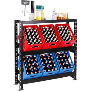 PROREGAL Getränkekistenregal Tegernsee XL, für 6 Kisten, mit 1 Ablage, (B/H/T) 110 x 110 x 30cm, schwarz, aus Metall