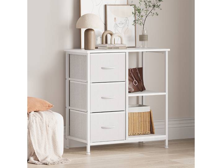 Armoire à dossiers en acier robuste, armoire polyvalente avec 3 tiroirs et 2 compartiments ouverts, armoire de bureau avec pieds réglables, armoire à dossiers étanche