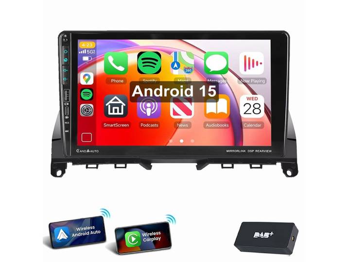 ESSGOO Für Mercedes Benz C-Klasse W204 S204 Android 15 Carplay GPS Autoradio (RDS, Digitalradio (DAB), FM, Carplay Android Auto Bluetooth FM AM RDS WIFI GPS Navigationsgerät)
