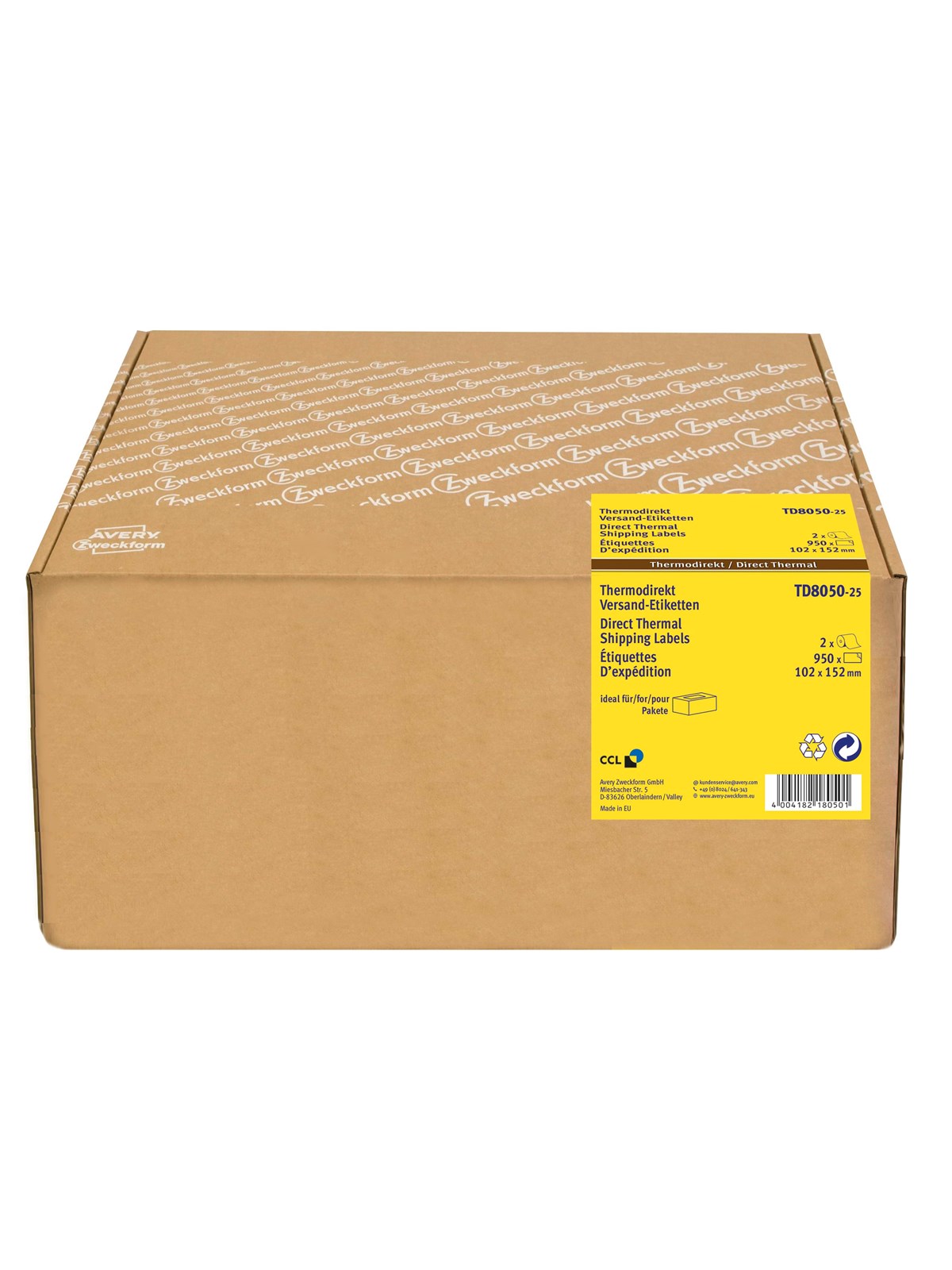 Avery Direct Thermal shipping labels 25 mm core roll 2 rolls per pack