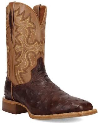 Dan Post Boots Drayden (Men's) Casual in Chocolate/Tan/Ostrich, Size 9.5 D, Genuine Exotic