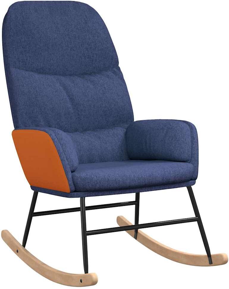 vidaXL Chaise à bascule avec repose-pied Bleu Tissu