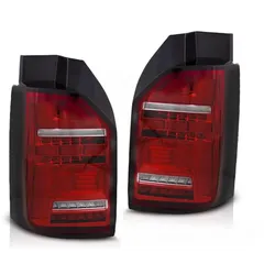 Voll LED Lightbar Rückleuchten passend für VW T6.1  19- Rot/Chrom (Heckklappe / Halogen)