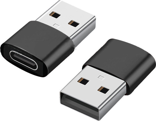 INF 2-pack USB-C naar USB-adapter voor gegevensoverdracht en opladen zwart