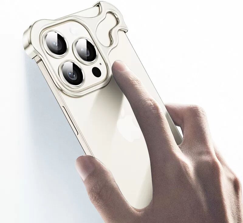 INF Coque unique avec cadre en métal et film protecteur pour iPhone 13 Pro Max Argent