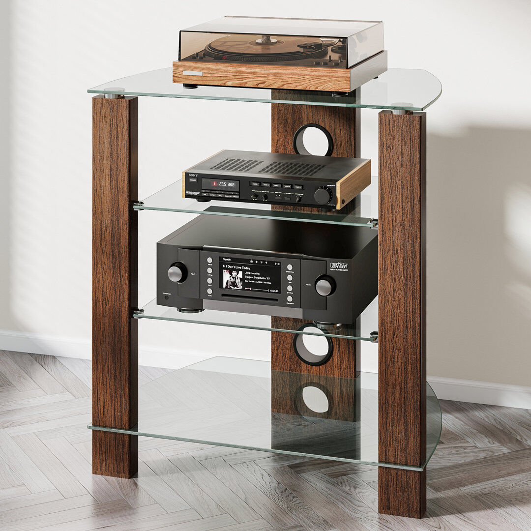 Latitude Run Vision HiFi Rack Walnut 73cm H X 65cm W X 45.5cm D