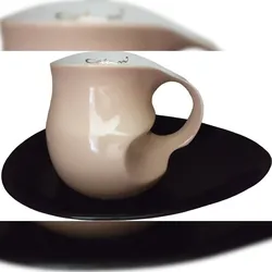 Luigi Colani Porzellan Kaffee - Cappuccino Tasse mit Untertasse sand 2 tlg.