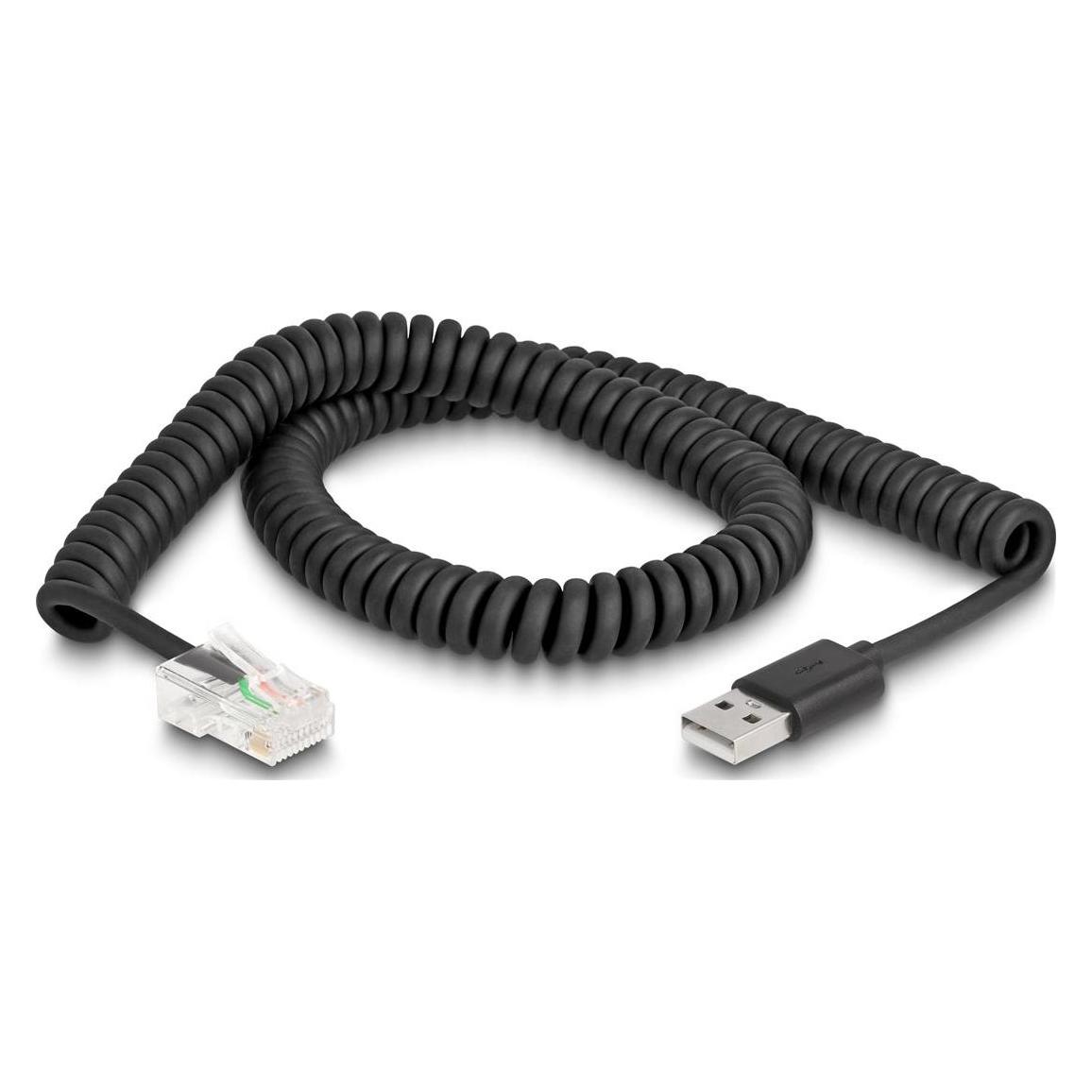 Delock RJ50 zu USB 2.0 Typ-A Barcode Scanner Spiralkabel 2 m (90601)