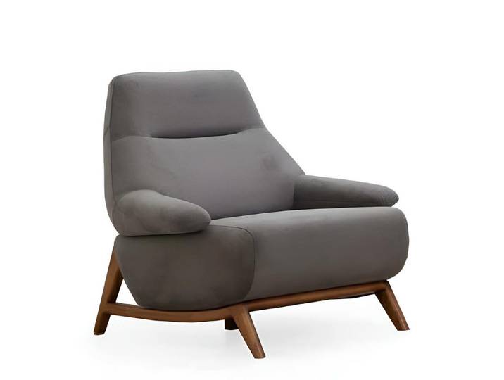 Xlmoebel Loungesessel Grauer Sessel mit Holzbeinen und modernem Design von XLMOEBEL (1-St., Grauer Loungesessel), Made in Europa