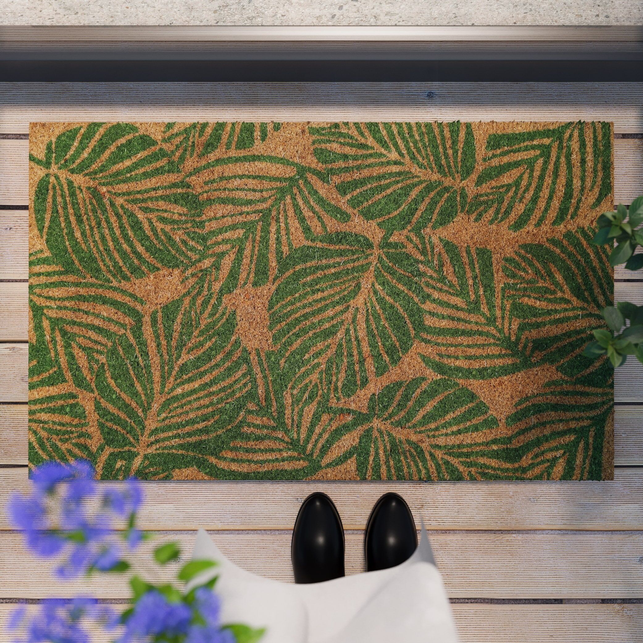 Wecon home "Jungle Mat" rechteckig 18 mm Höhe rutschfest, robust, innen, Aussenbereiche überdacht, schwer natur,grün B : 60cm 1 Stk., 18mm, L: 90cm