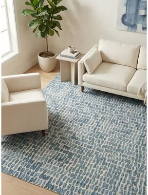 EXQUISITE RUGS Ink Blot Hand-tufted New Zealand Wool Navy Area Rug.