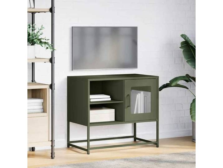 Cabinet TV - Vert - Meuble TV pour Télévision - 1 PC - vert olive 68x39x60 5 cm acier T1824