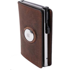 Clicksafe Kreditkartenetui Wallet Slim, 996305, Echt Leder, 7 Karten, braun, Geldscheinfach, RFID Schutz, AirTag-Fach