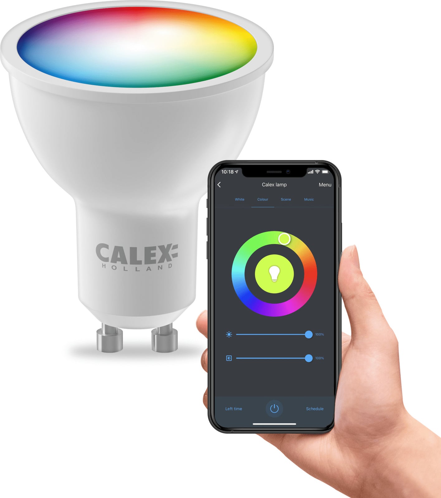 Calex Smart LED-spot GU10 PAR16 RGB en warm wit WiFi dimbaar wit